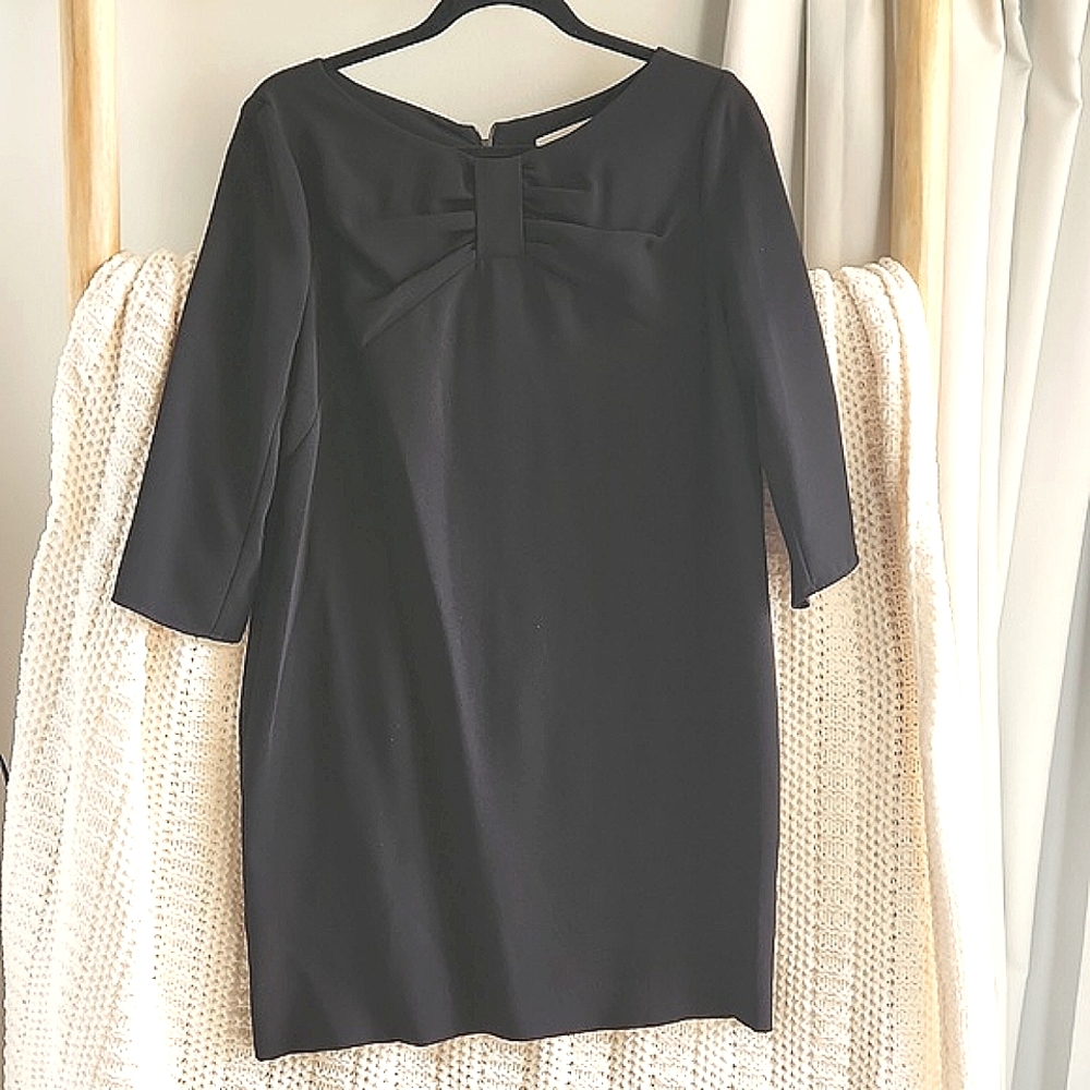Sandro Black Bow Front Shift Dress Size 2